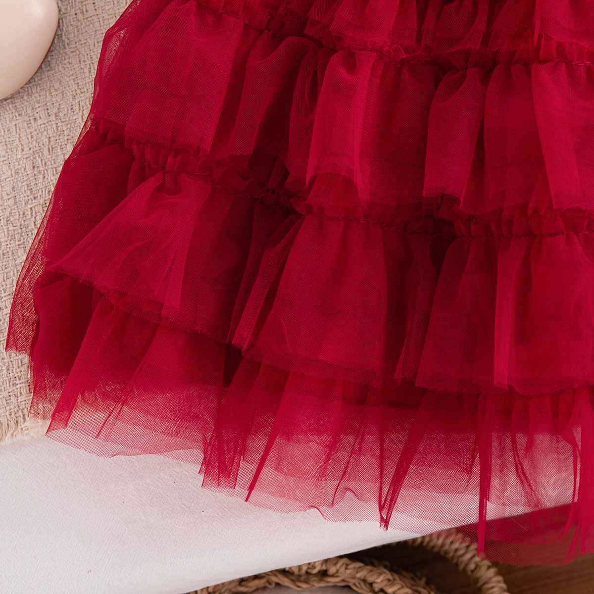 Girls Dress Summer Bow Cartoon Mesh Short-Sleeve Baby Girl Dress Cute Princess New Year Baby Dress Baby Girl Clothes H260407