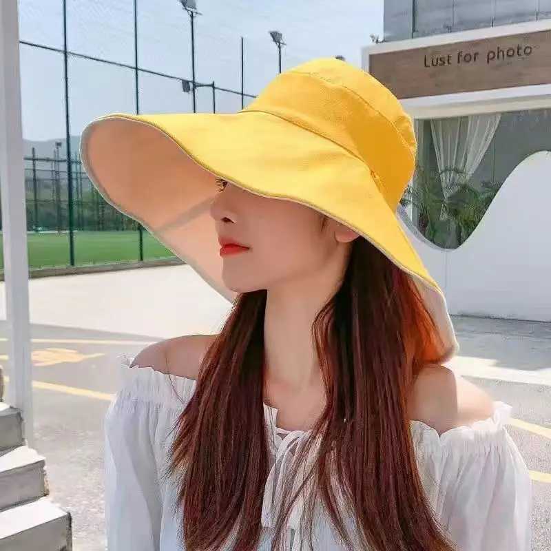 1Pc Doublesided Largebrim Hat Perfect for Summer Beach Style Outdoor Commuting Vacation Sun Protection Fashionable and Versatile H260407