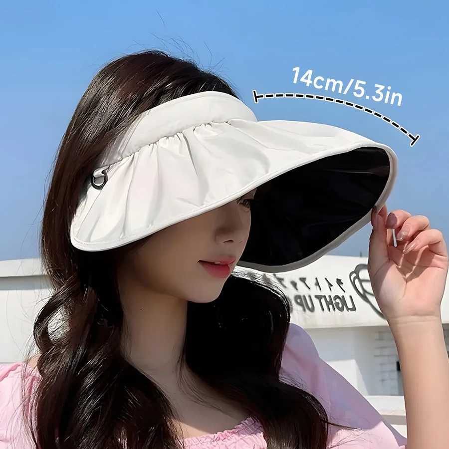 Stylish Summer Sun Hat Women Foldable Hair Hoop Hat Portable Outdoor Beach Soft Foldable Summer Sunshade Wide Brim Hat H260407