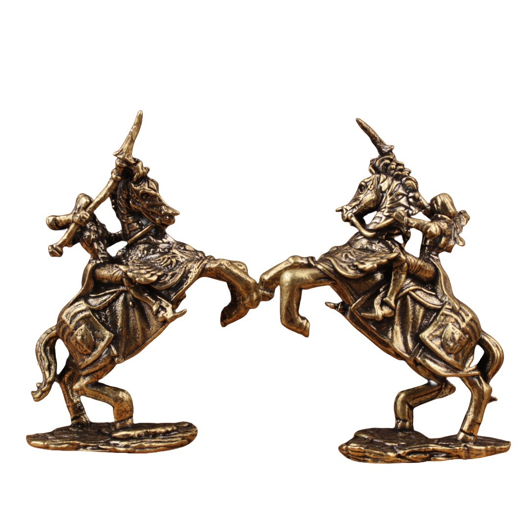 Ornament Brass Figurine European Female Knight Exquisite Craft Small Office Desktop Decor