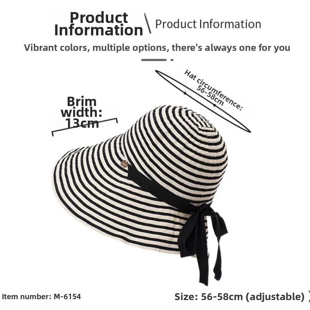 Hot Sale Wide Brim Striped Sun Hat Wide-Brimmed Foldable Fisherman Hat Striped Anti-uv UV Protection Hat Gift H260407