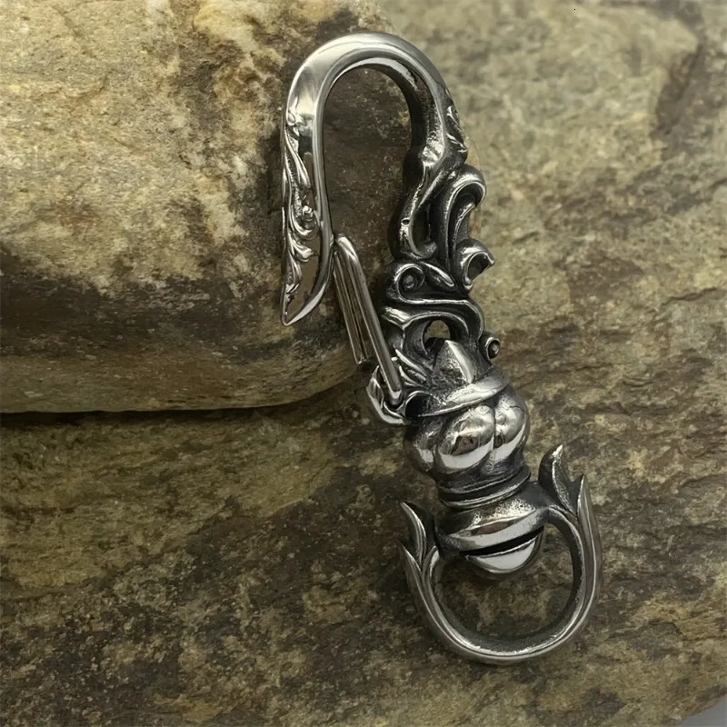 1PC Stainless Steel Punk Carabiner Keychain Mens DIY Lobster Clasp Making Clips Key Hook 260403BJ - view 3