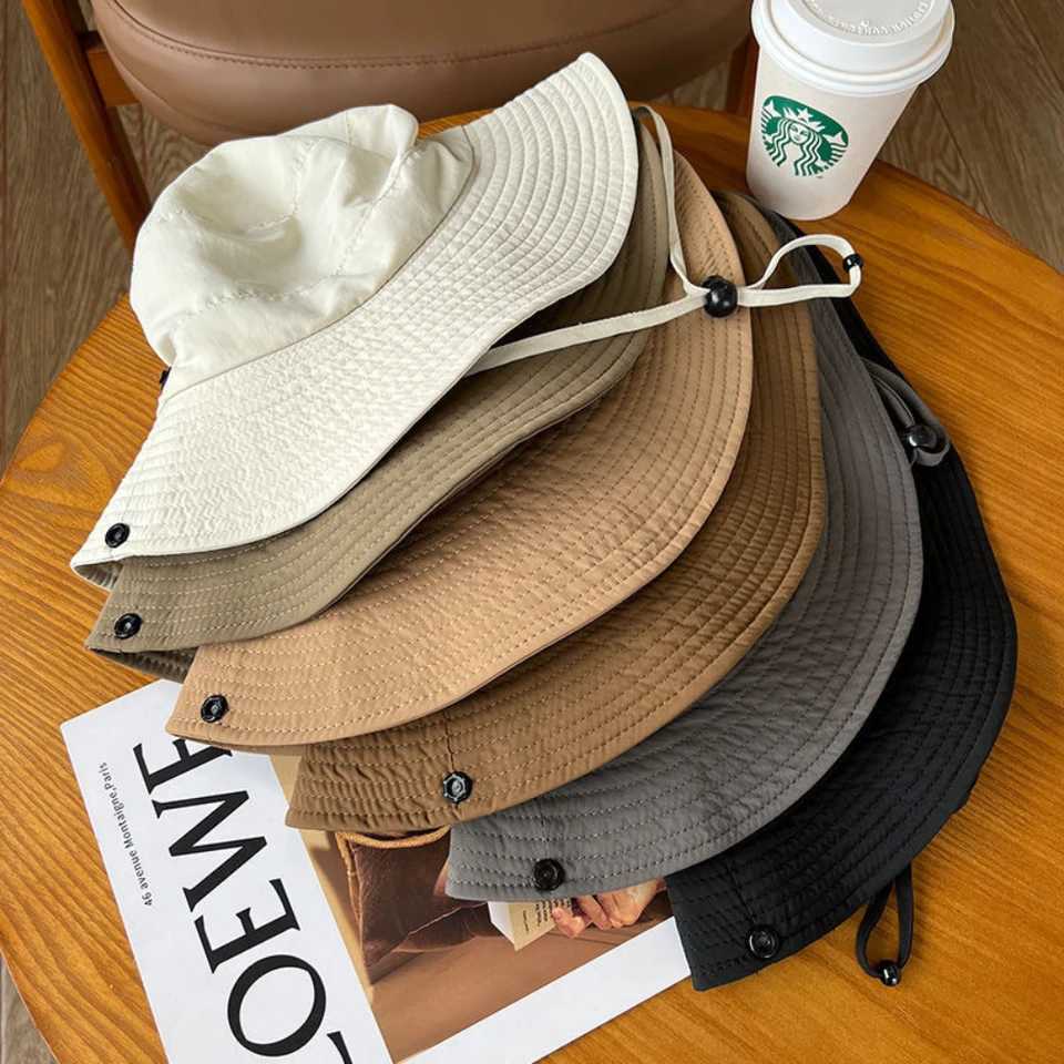 Camping Hat Wide Brim Adjustable Chin Strap Hat Bucket Hat Foldable For Outdoor Activities Beach Travel H260407