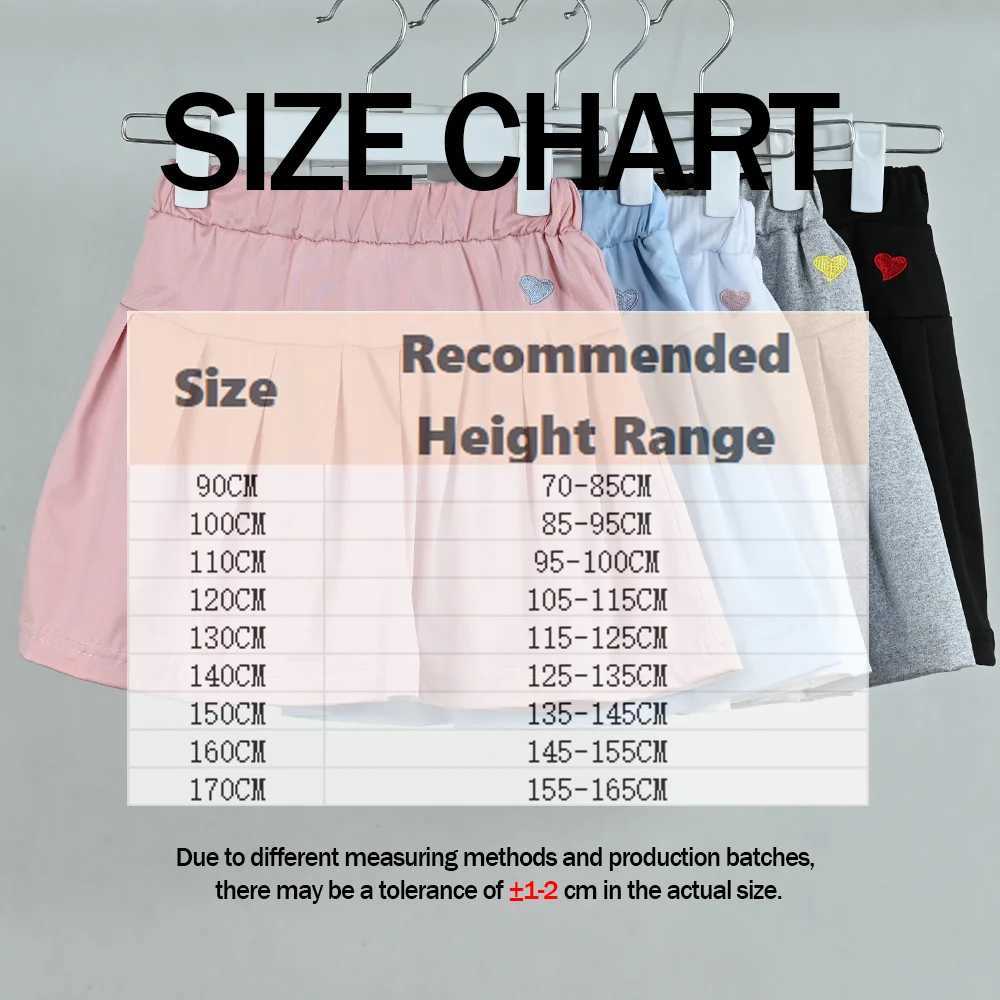 1pcs Girls Skirt JK Pleated Skirt With Heart Embroidery Fashion Solid Color Casual Loungewear Basic Childrens Short skirts H260407