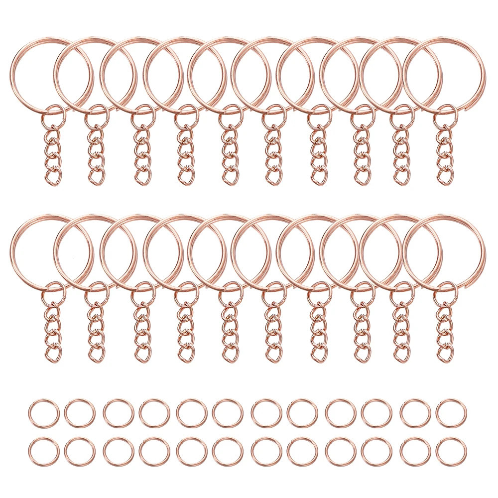 100Pcs 25mm Key Rings with 100pcs 8mm Jump Rings Connectors for DIY Keychain Lanyard Jewelry Making Supplies 260403BJ - view 6