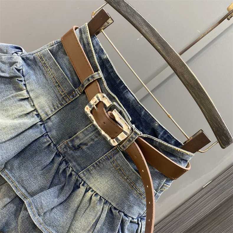 Girls Dress 2026 Summer New Denim Short Skirt Korean Version Flanged Cake Skirt Elastic Waist A-line Skirt Fashion 3-14Y H260407