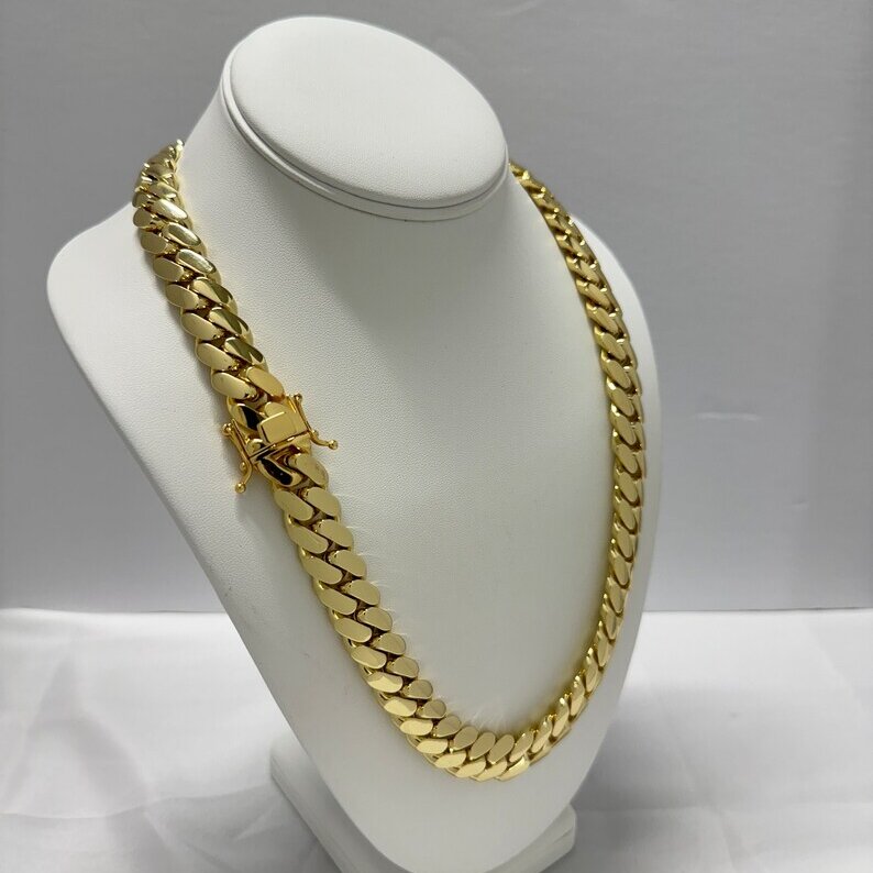 Miami Cuban Link Chain 12mm - 20mm 14k Gold Chain Gold Rose Gold Necklace and Bracelet