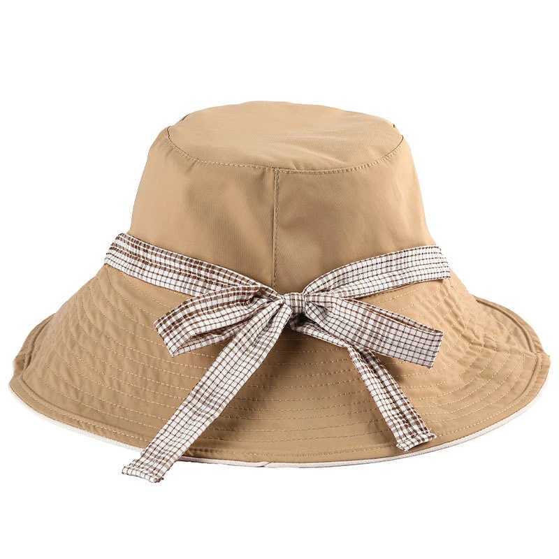 Korean-Style Girls Fisherman Hat Double-Sided Wide-Brimmed Sunshade Cap Foldable Sunhat Outdoor Accessory H260407