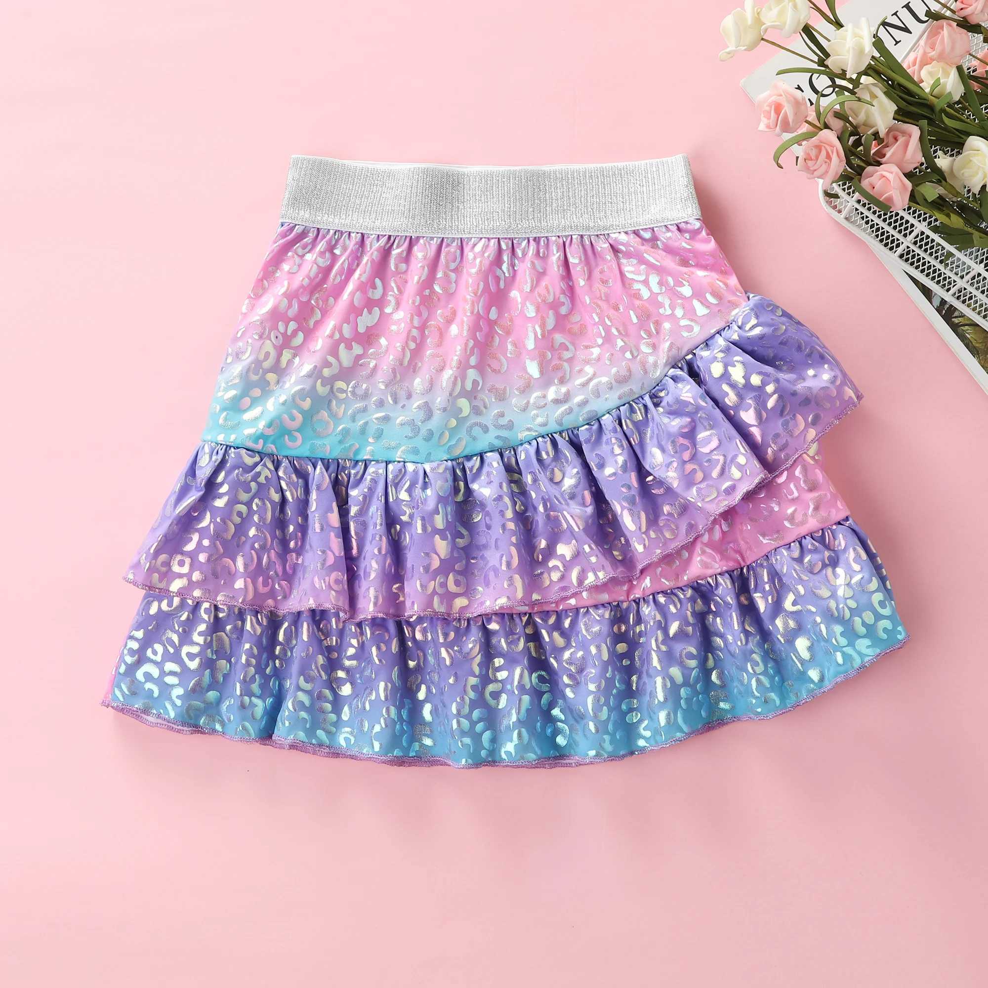 Summer New Mermaid Rainbow Fish Scales Summer Birthday Party Colorful Skirt F5510 for Primary and Secondary School Girls F5510 H260407