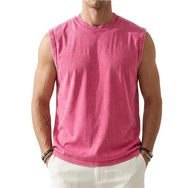 American Style Men's Short-Sleeve Sweatshirt with Distressed Look