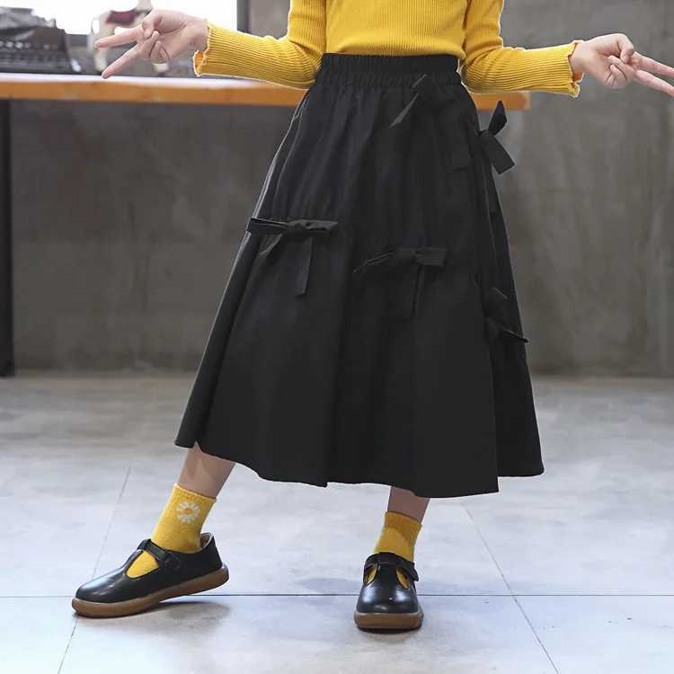 2026 summer bow A-LINE Elastic waist girls Girls Denim Shorts layered skirt Children Teenager Thin knee clothes 4 8 10 12 year H260407