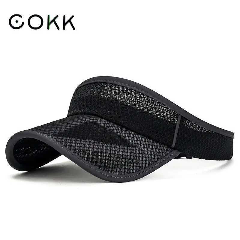 COKK Summer Sports Sun Hats Women Hat Mens Cap Adjustable Sun Visor Uv Protection Empty Top Tennis Running Sunscreen Mesh Brim H260407