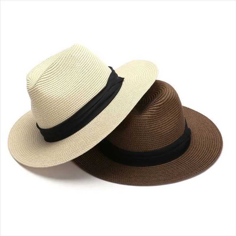Extra Large Panama Straw Hat Summer Wide Brim UV Protection Adjustable Beach Sun Hat for Women Men Travel H260407