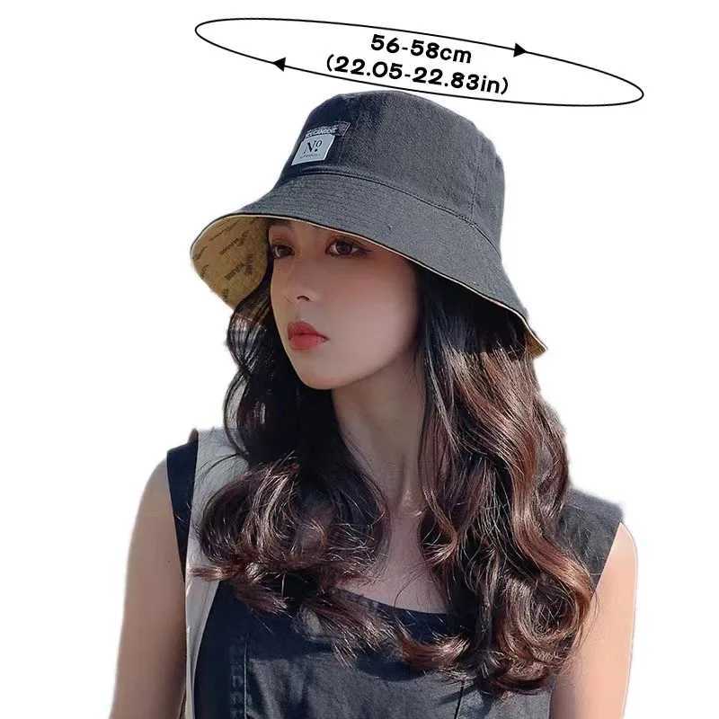 New Summer Sun Hats For Women Double Sided Outdoor Sunscreen Bucket Hats Female Korean Casual Panama Fisherman Caps H260407
