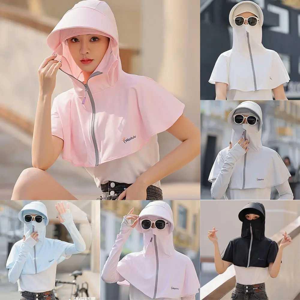 Visor Hat Hiking Wide Brim Anti-UV Driving Climbing Fisherman Cap Protection Face Cap Neck Flap Cap Ice Silk Cycling Sun Hat H260407