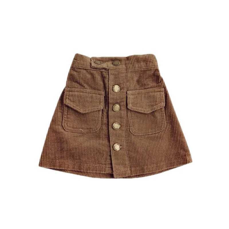 Baby Girl A-line Spring Skirt Girl Corduroy Half Skirt Solid Classic Short Skirt Autumn Wrapped Hip Versatile Childrens Skirt H260407