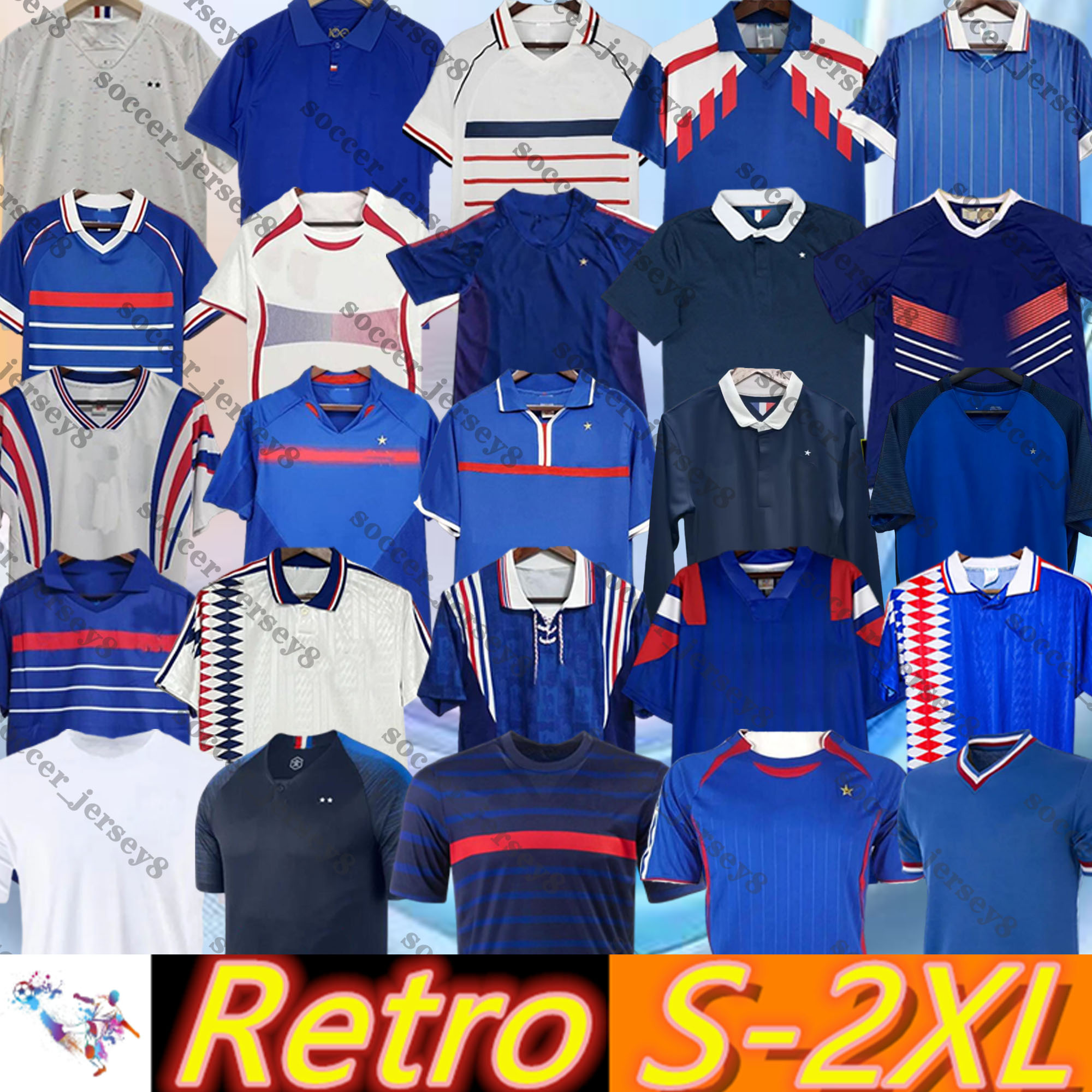 world cup France 96 98 00 02 06 18 retro French soccer jersey ZIDANE TREZEGUET DESCHAMPS HENRY Petit DJORKAEFF 82 84 86 88 90 Vintage Francia football shirts Men Kids kit