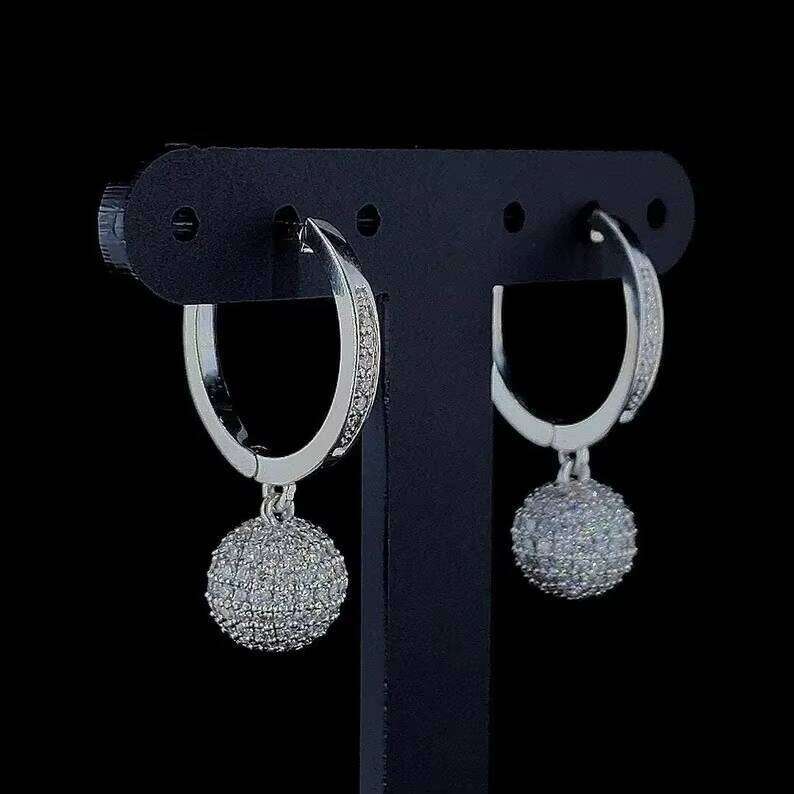 White Round Shape Moissanite Sterling Sier Stud Earring & Other Dia Jewelry