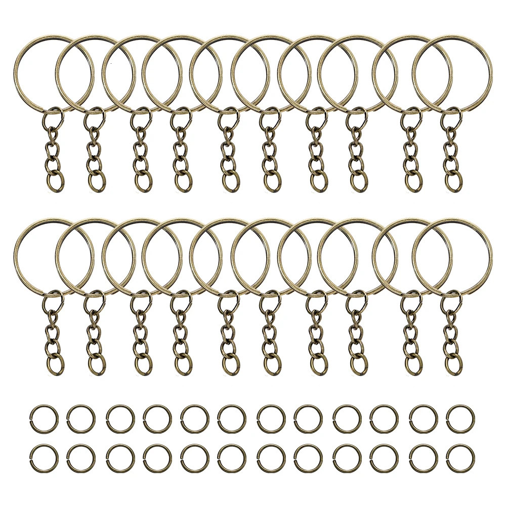 100Pcs 25mm Key Rings with 100pcs 8mm Jump Rings Connectors for DIY Keychain Lanyard Jewelry Making Supplies 260403BJ - view 5