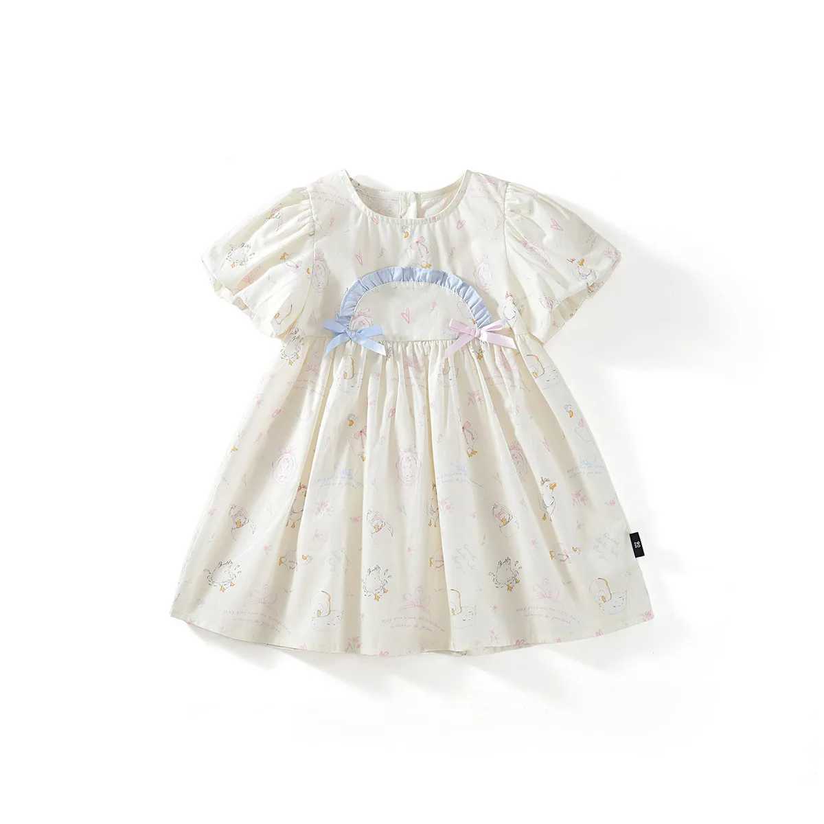 YBFSKID Children Girls Short Sleeve Dress Summer 2026 Infant Babys Girls Dress Floral Printed Kids Toddler Girls Princess Dress H260407