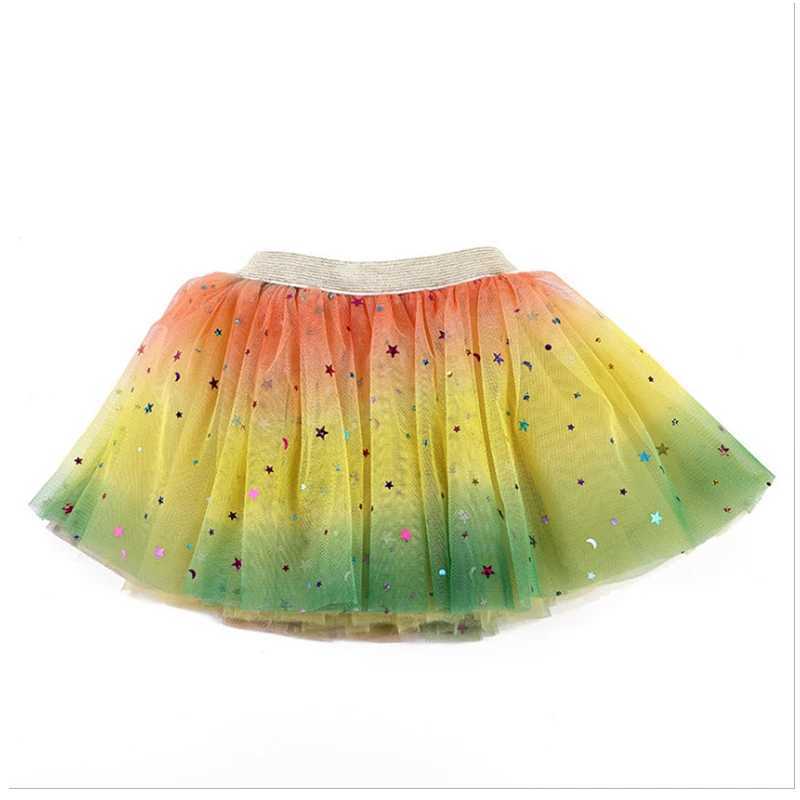 Girls Tutu Skirts Stars Print Princess Pettiskirts Kids Ballet Dancing Party Skirt Children Gradient Costume Clothes H260407