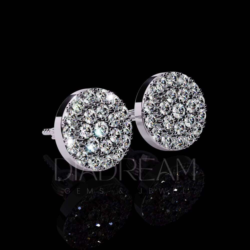 Premium Round Cut Sier Moissanite Dia Stud Earrings Gold Plated Weddings Parties Gifts for Women
