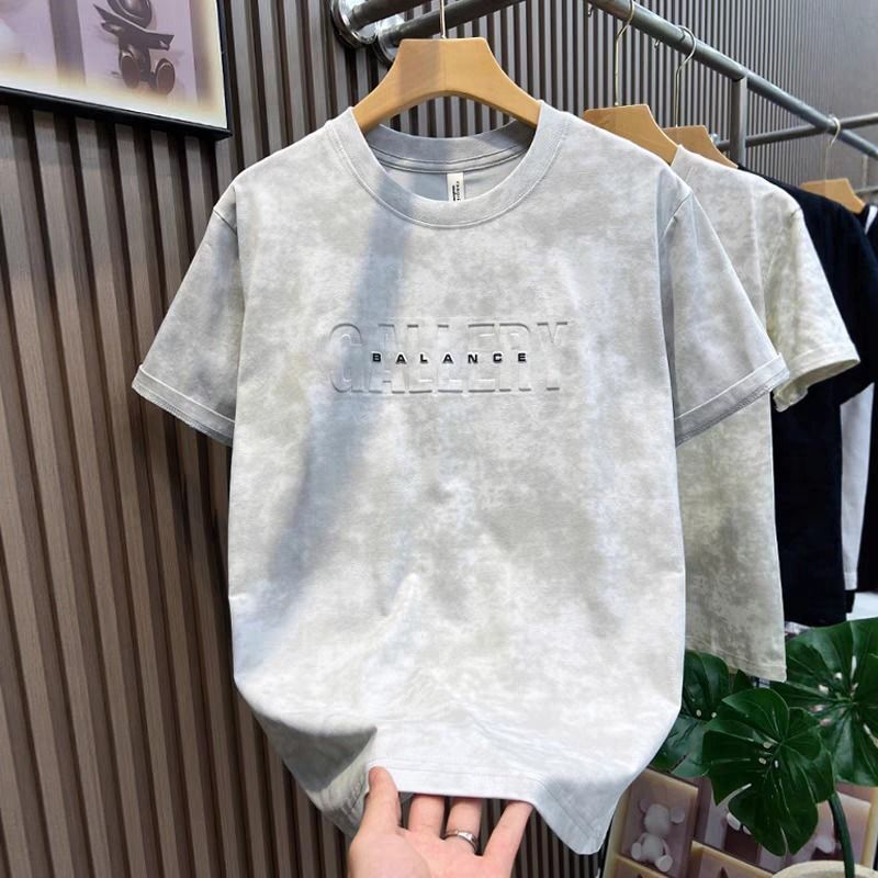 Luxury Designer Men's Casual Sportswear Tie Dye Letter Print Cotton Oversized T-shirt High-end Street Fashion Breathable Summer Activewear
