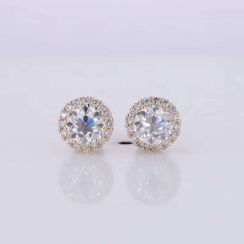 Starsgem 10k Yellow Gold 5mm 0.5ct OEC DEF VVS Moissanite Stud Earrings