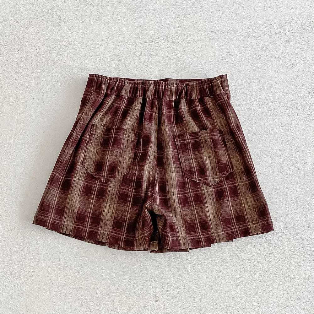 Vintage Girls Plaid Skirt Fall Spring Retro Pleated Kids Skirt Shorts Children Uniform Skirt Checked Safety Pants Skorts 2-14T H260407