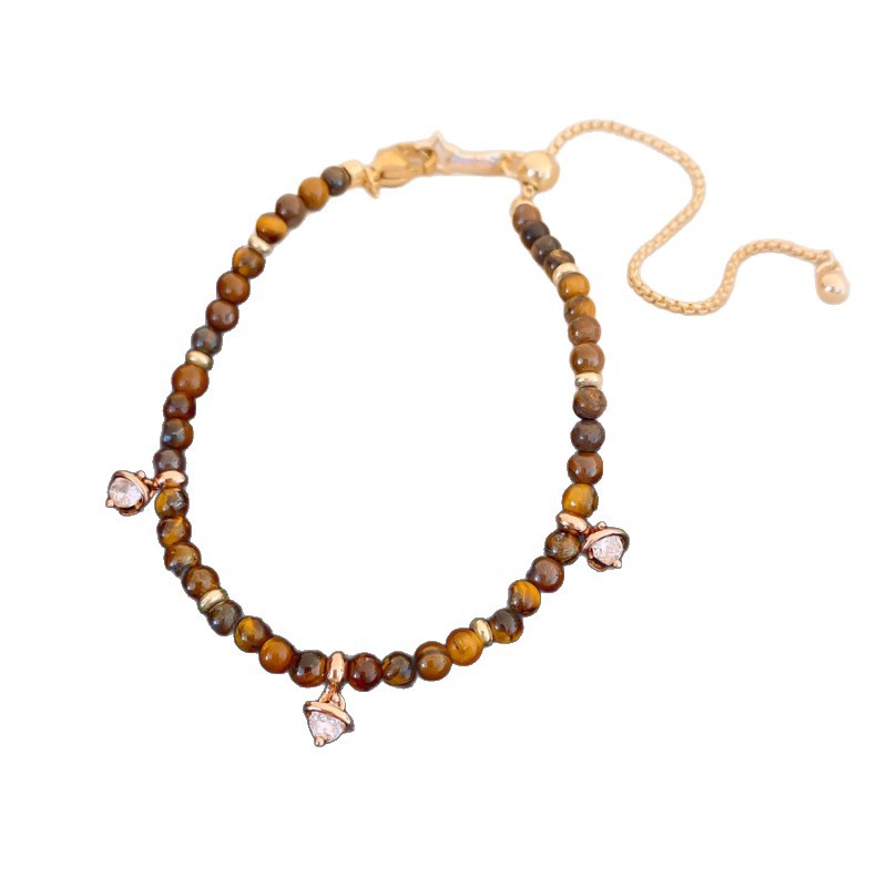 Vintage Maillard Transfer Bead Natural Tiger Eye Stone Bracelet, Light Luxury High-End Feel, Niche Design Jewelry for Women - view 8