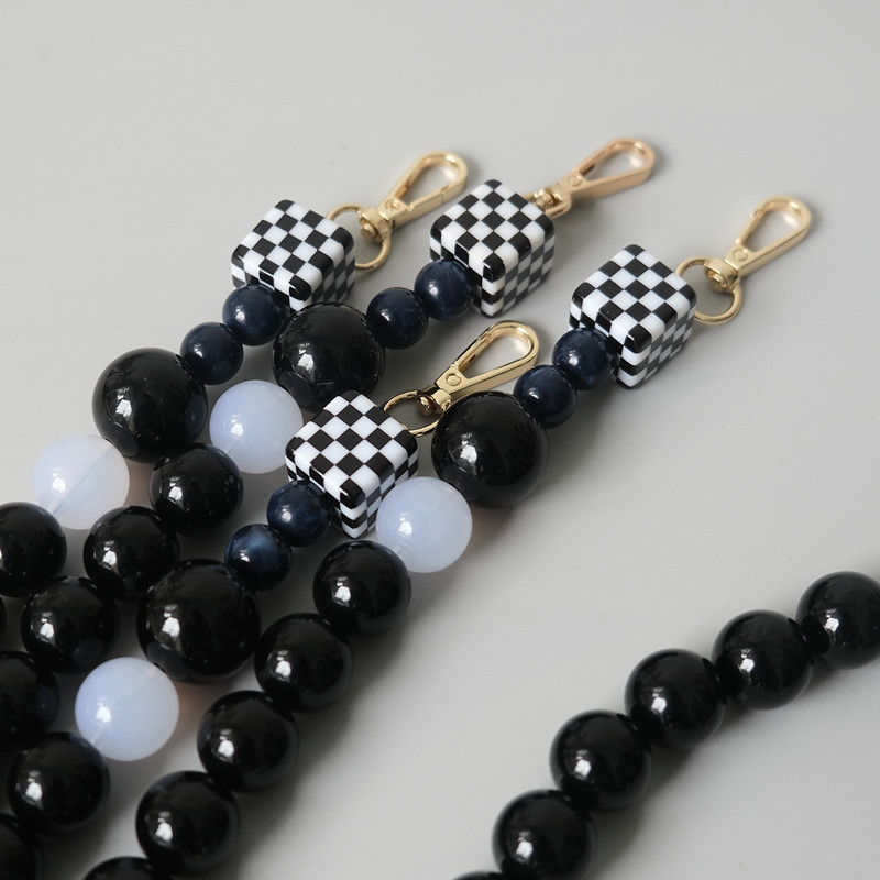 New Woman Bag Accessory Black White Blue Acrylic Resin Beads Parts Handcrafted Wristband Women Replacement Bag Handle Chain