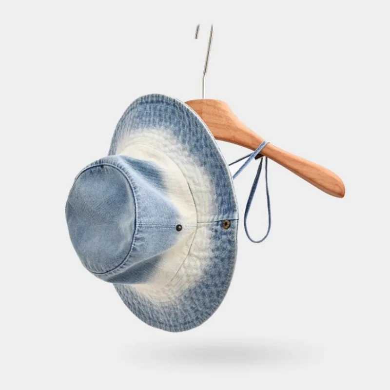 Gradient Washed Western Cowboy Bucket Hats Women Spring Summer Climbing Mountain Hiking Hat Sun Hat Men Sunscreen Fisherman Caps H260407