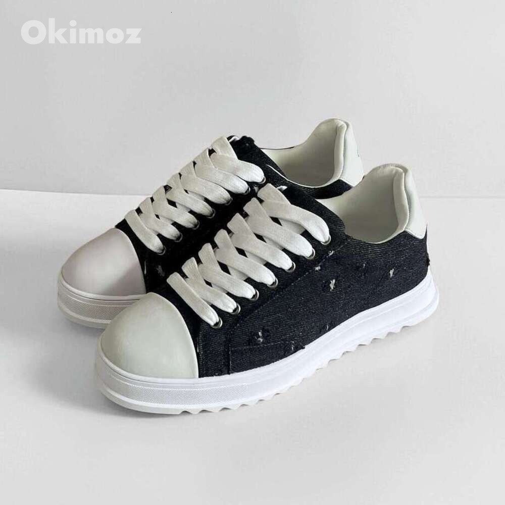 Okimoz Casual Shoes Running Sneaker Designer Shoes Black Distressed Denim Platform Sneakers for Women