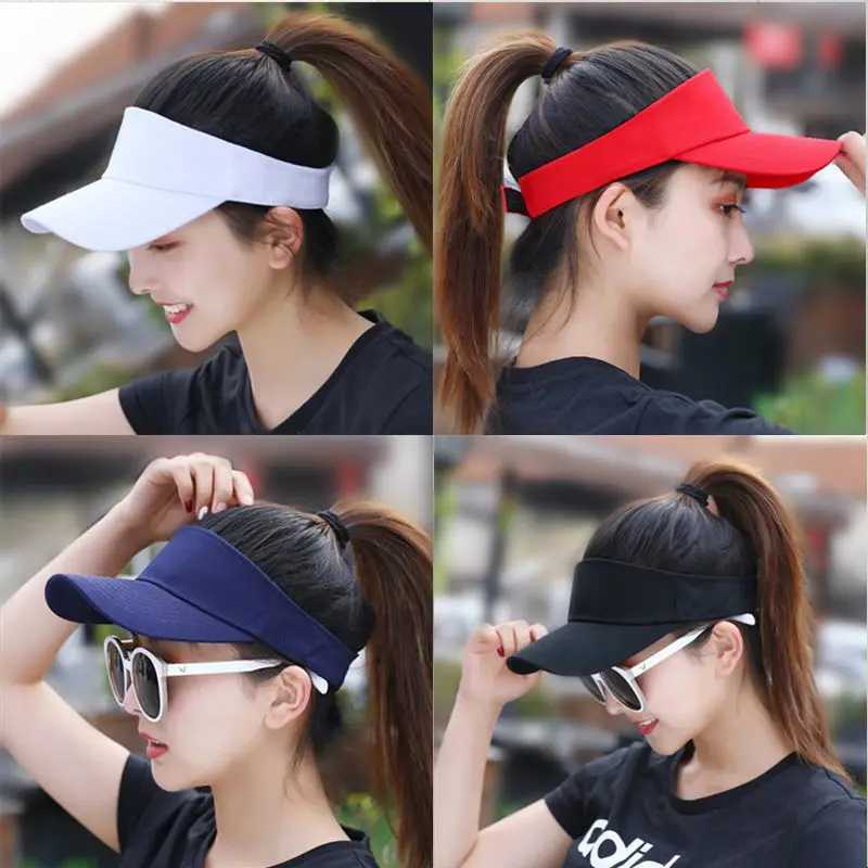 Summer Sun Hats Men Women Cotton Adjustable Visor UV Protection Top Empty Solid Sport Tennis Golf Running Sunscreen Baseball Cap H260407
