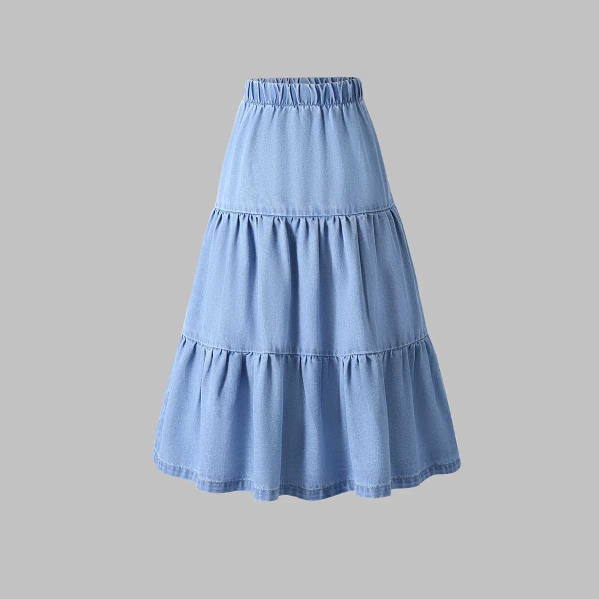 Big Girls Denim Cake Style Skirt Ladylike Campus Style Versatile Daily Denim Skirt Spring Fall Style H260407