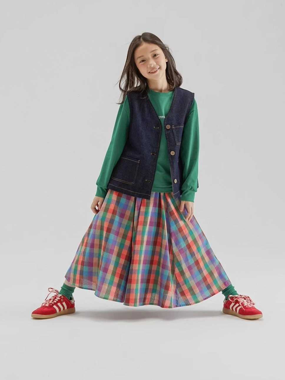 Girls Colorful Plaid Umbrella Skirt Spring Summer Designer Half Skirt Kids Trendy Floral Print Skirt Childrens Clothing H260407