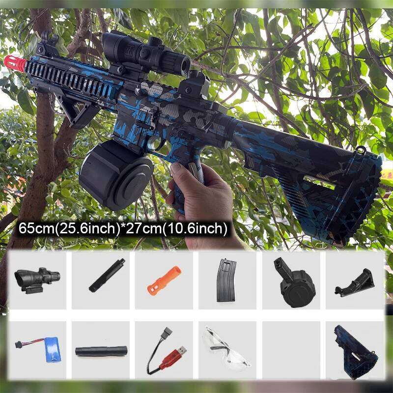 Toy Gun 7.4V High-speed Burst M416 Gel Ball With Orange Plug And Double Magazine For Outdoor Interactive Games