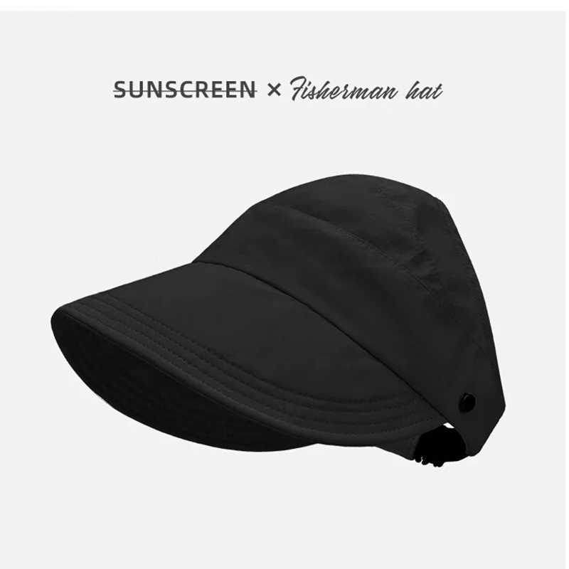 Celebrity-style sun hat face shield UV protection versatile and can be tied in a ponytail H260407