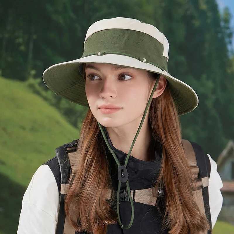 Spring Summer Lightweight Mesh Breathable UV Protection Fisherman Hat Foldable Large Brim Bucket Cap Men Women Outdoor Sun Hat H260407