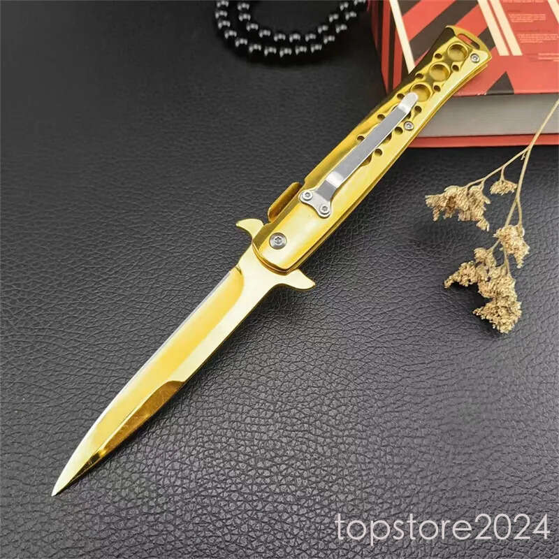 Golden M10 butterfly knife folding Swordfish Manual Durable and Not Easy to Fade knife 420 Steel Handle 440c Sharp folding Blade Outdoor Kitchen Multi