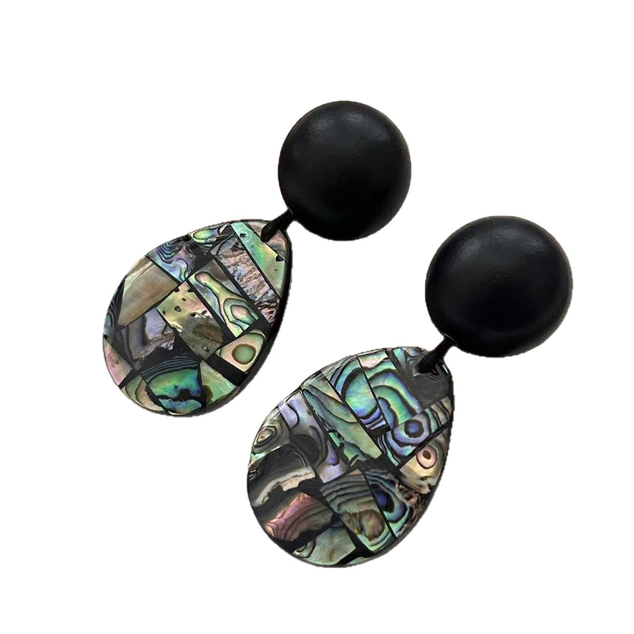 European and American cross-border retro abalone shell earrings for women, fashionable and exaggerated handmade splicing earrings, foreign trade jewel