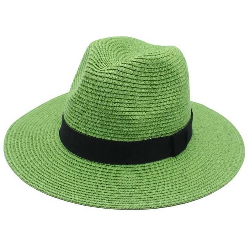 Spring and Summer Hot Selling Panama Straw Hat Square Black Ribbon Korean Style Hat for Men and Women Jazz Hat Panamahat H260407