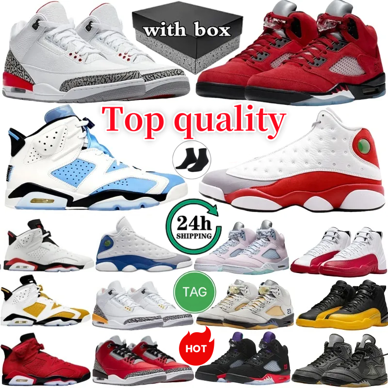 With box Designer 3s 5s 6s 12s 13s basketball shoes for men women White Black panda UNC fire red toro bravo Hyper Royal bred university blue Sports Sneakers