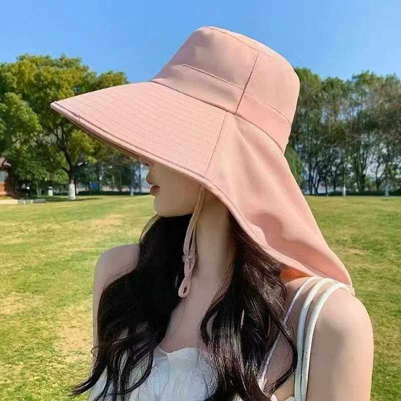 Big Brimmed Sun Protection Hat for Women 2026 New Model UV Resistant Waterproof Face Covering Shawl Sun Hat for Cycling H260407