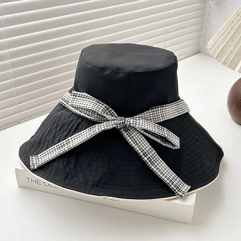 Korean-Style Girls Fisherman Hat Double-Sided Wide-Brimmed Sunshade Cap Foldable Sunhat Outdoor Accessory H260407