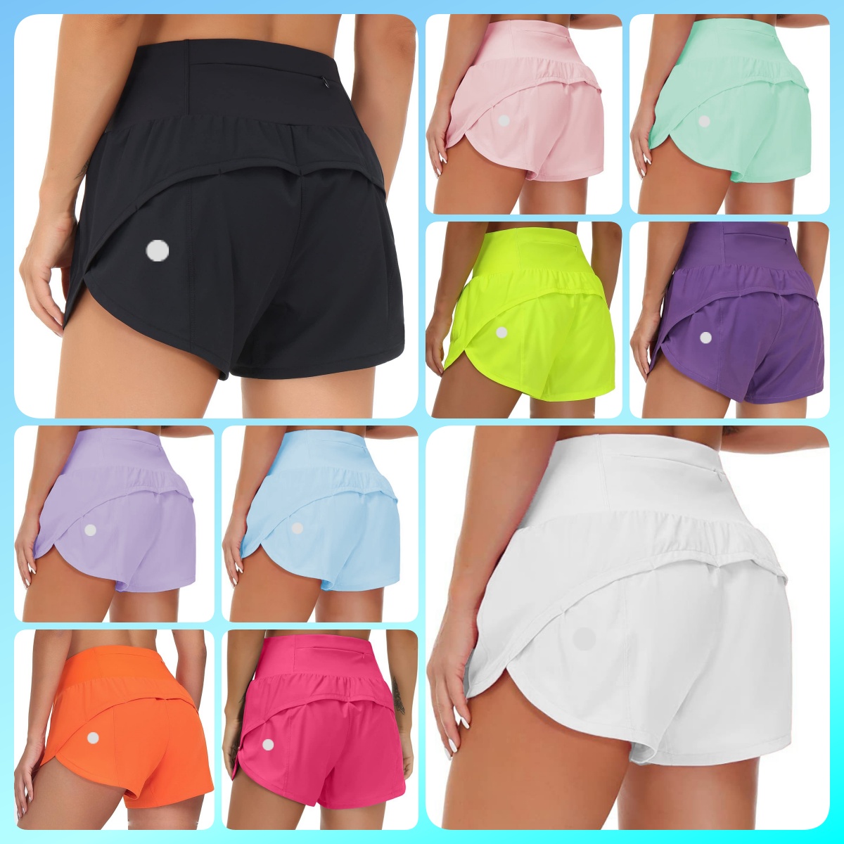 Speed Up shorts High-Rise Lined Short Waist Sports Shorts Women's Set Quick Drying Loose Running Clothes Back Zipper Pocket Fitness Yoga