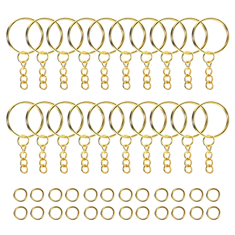 100Pcs 25mm Key Rings with 100pcs 8mm Jump Rings Connectors for DIY Keychain Lanyard Jewelry Making Supplies 260403BJ