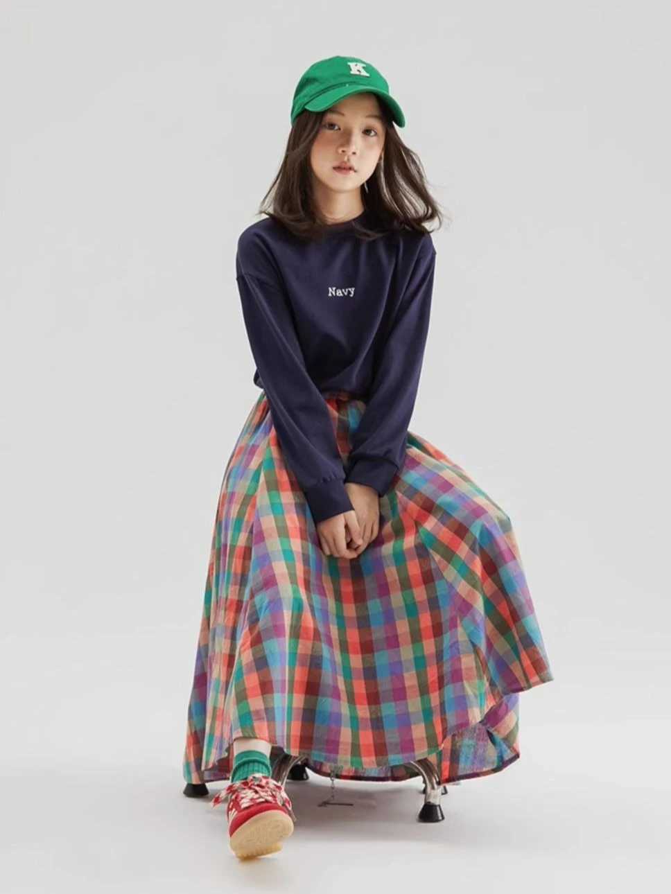 Girls Colorful Plaid Umbrella Skirt Spring Summer Designer Half Skirt Kids Trendy Floral Print Skirt Childrens Clothing H260407