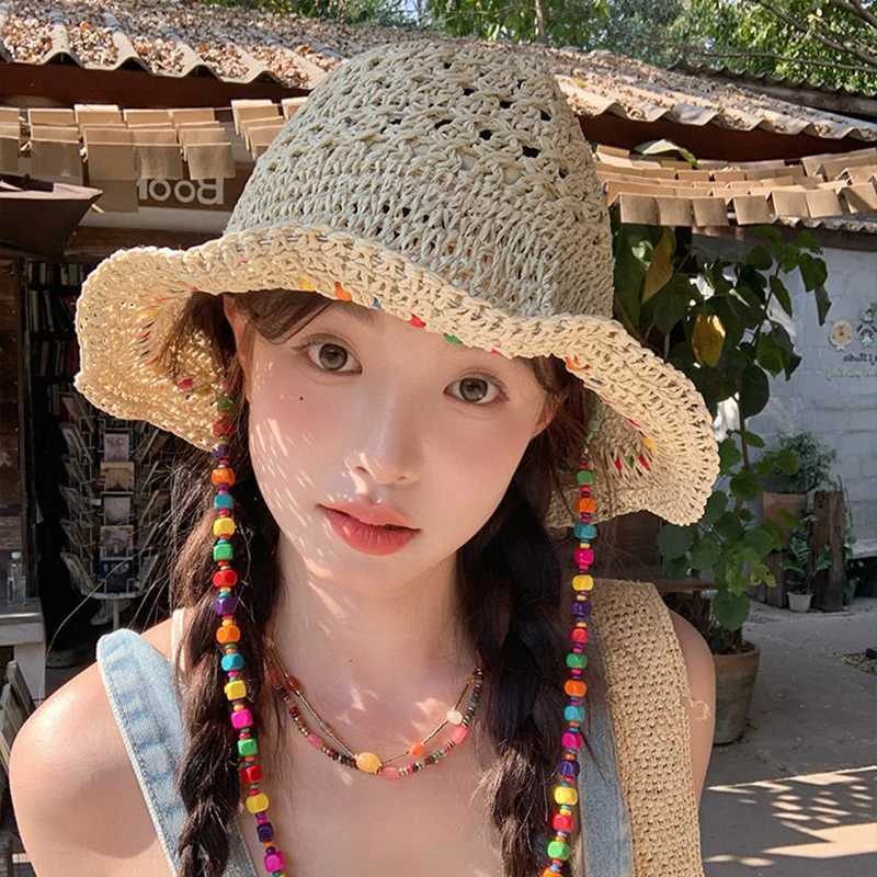 Summer Seaside Bow Beach Sun Hat Women Outdoor Travel Oversize Cap UV Protection Sea Beach Hat Wide Brim Sun Block Visor Hat H260407