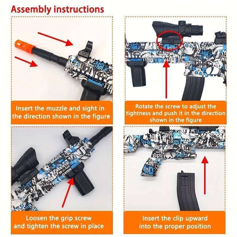 Toy Gun 7.4V High-speed Burst M416 Gel Ball With Orange Plug And Double Magazine For Outdoor Interactive Games